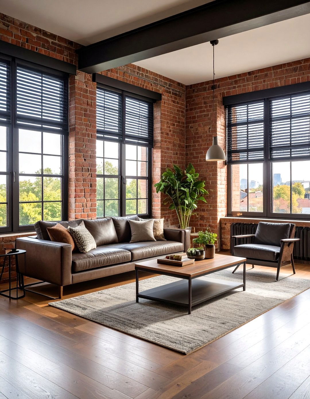 Industrial Style with Metal Blinds - 30 living room window treatment ideas