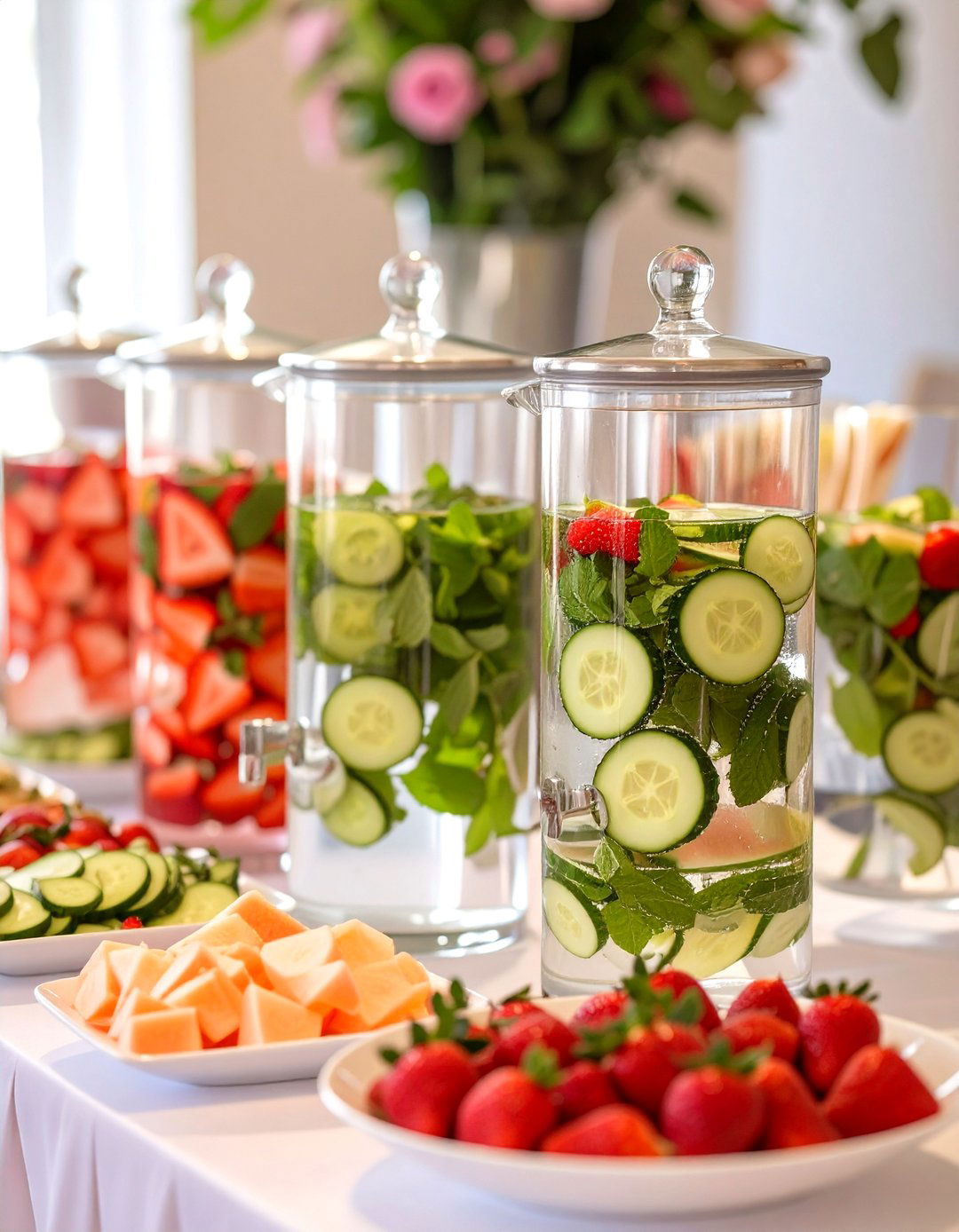 Infused Water Station - 30 cheap baby shower food ideas