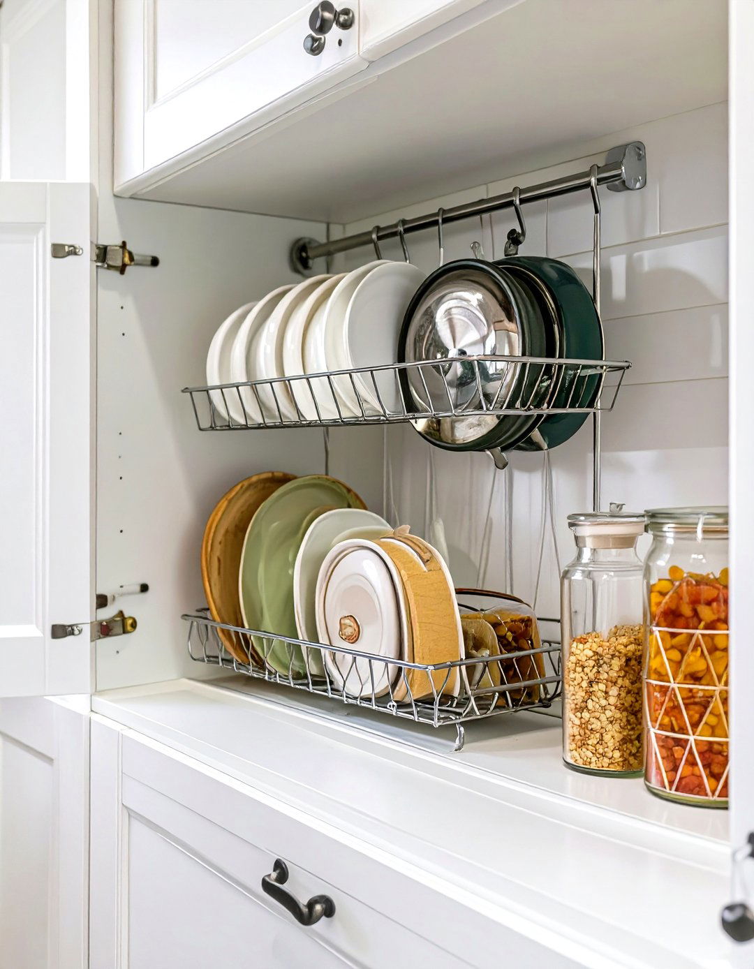 Install Cabinet Door Lid Organizers - 30 small kitchen storage ideas