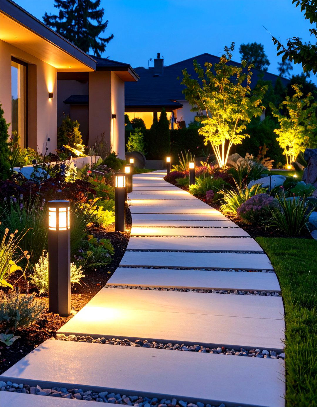 Install Solar Powered Landscape Lighting - 30 sustainable landscape design ideas