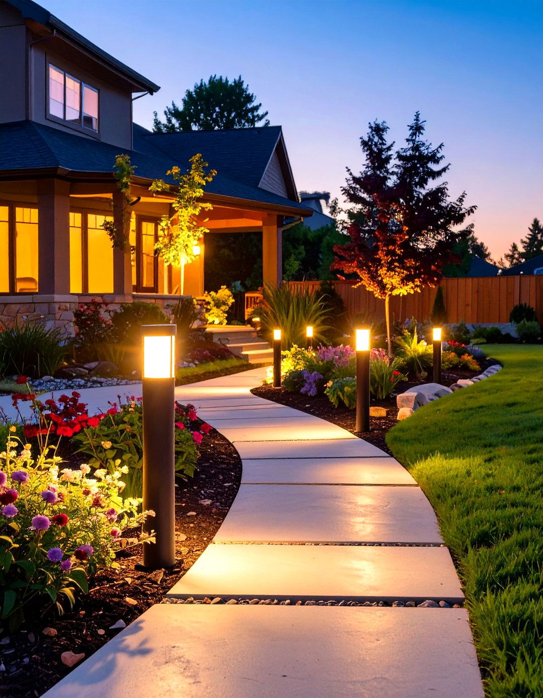 Install Solar Powered Pathway Lights - 30 simple backyard landscaping ideas