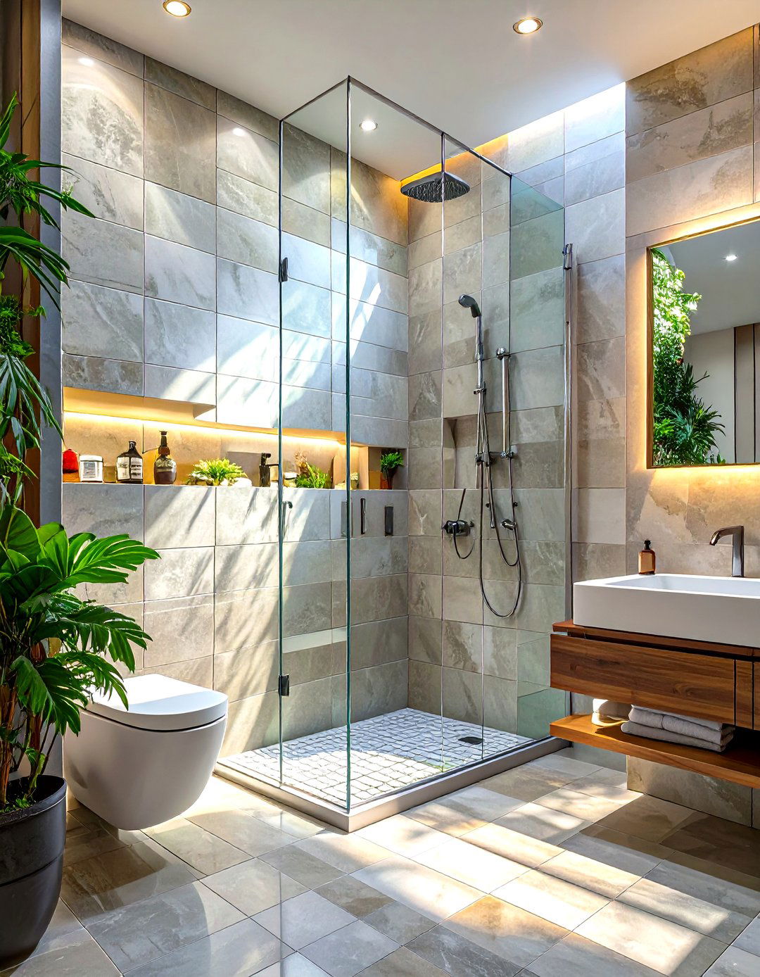 Install Vertical Stacked Tiles - 30 shower renovation ideas