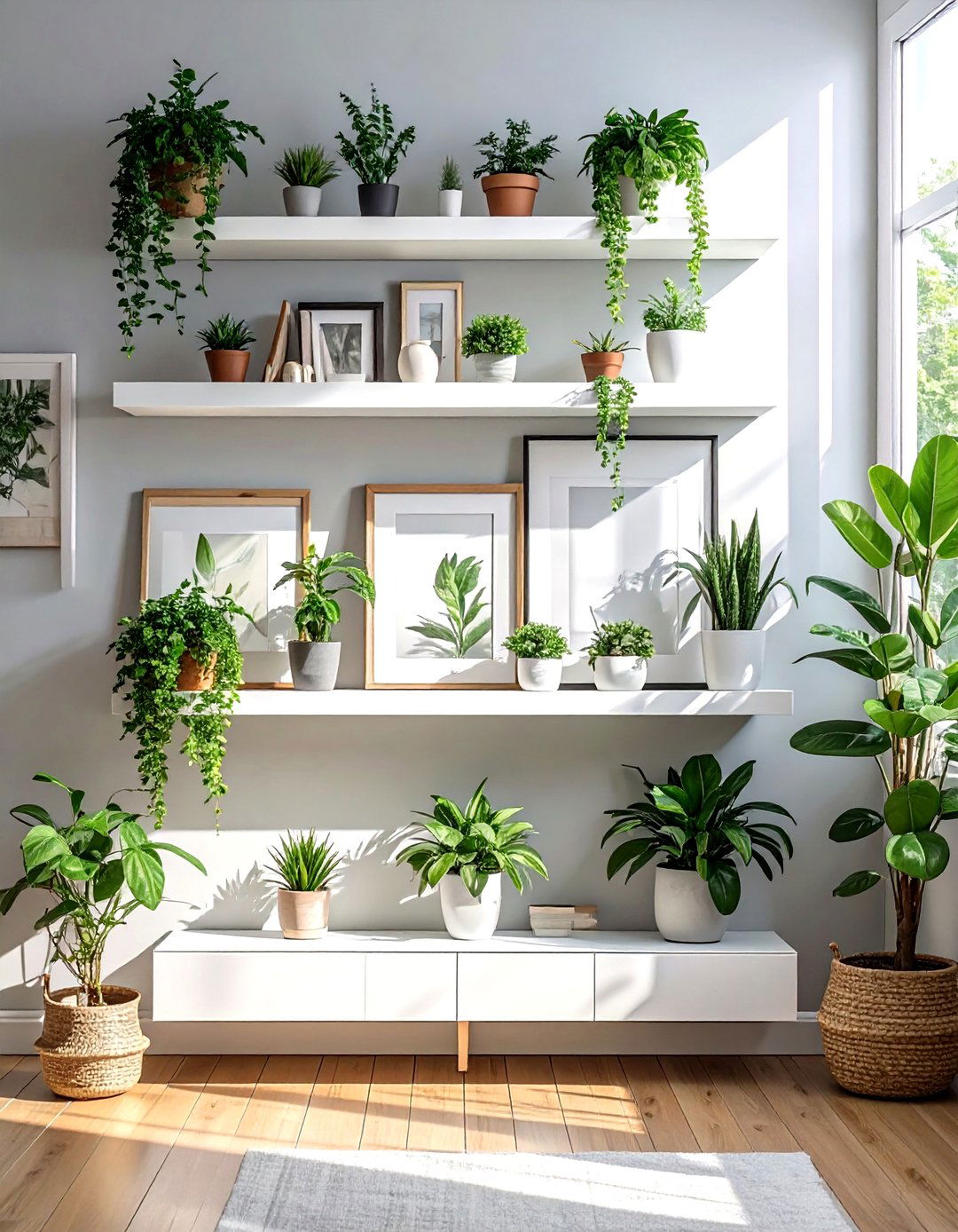 Install Wall Mounted Floating Shelves - 30 tiny living room ideas