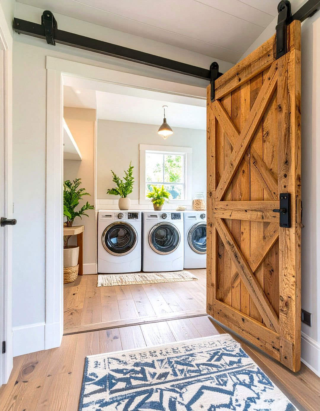 Install a Barn Door Entrance - 30 tiny laundry room ideas