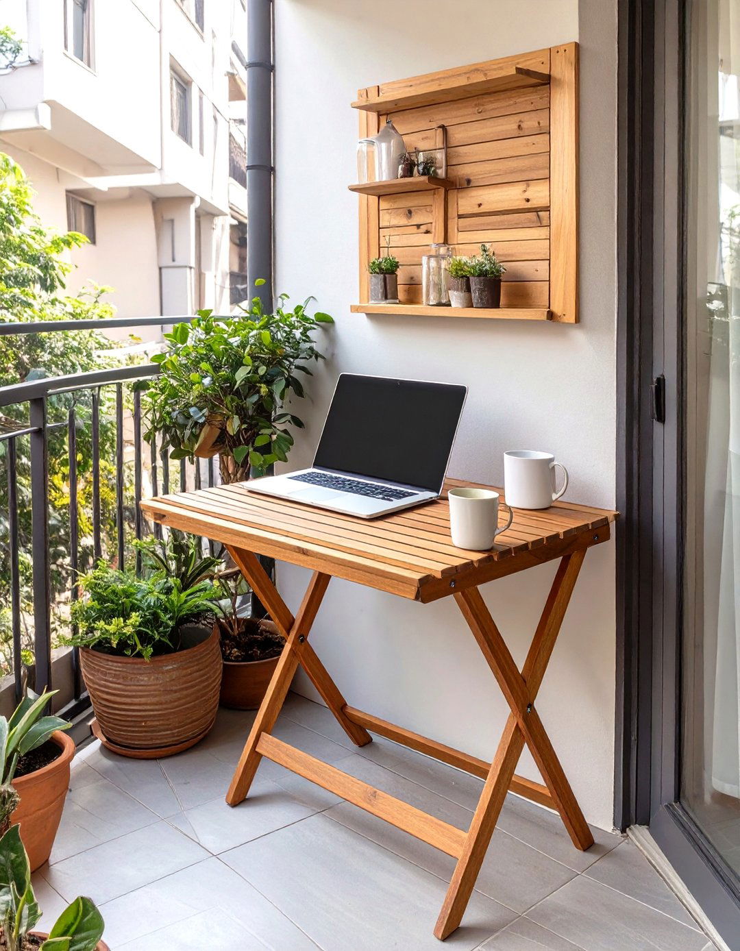 Install a Fold Down Table on Your Small Patio Wall - 30 small patio decorating ideas