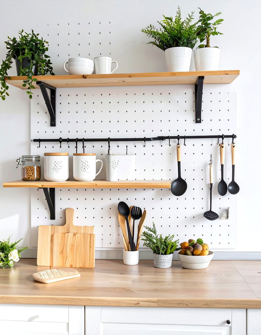 Install a Pegboard Wall Organizer - 30 small kitchen storage ideas