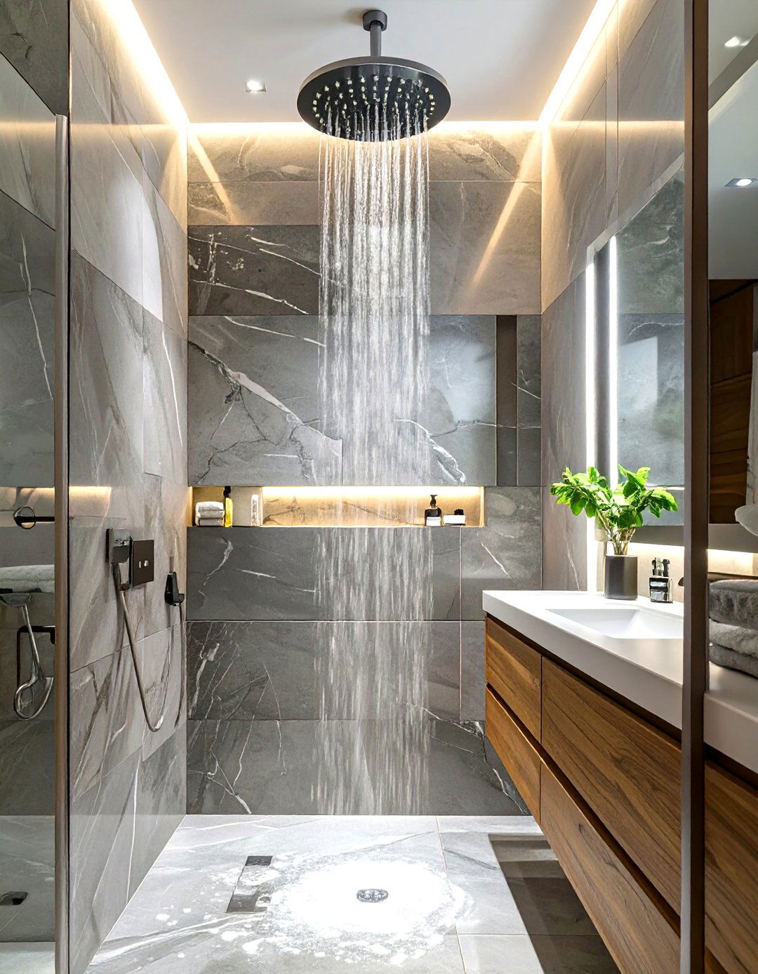 Install a Rainfall Shower Head - 30 spa like bathroom ideas