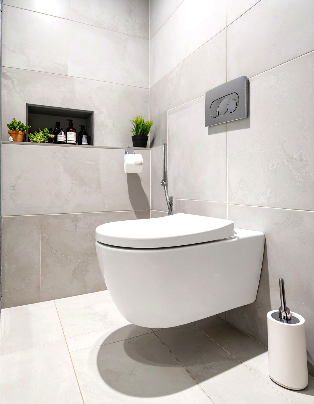 Install a Wall Mounted Toilet - 30 small bathroom renovation ideas