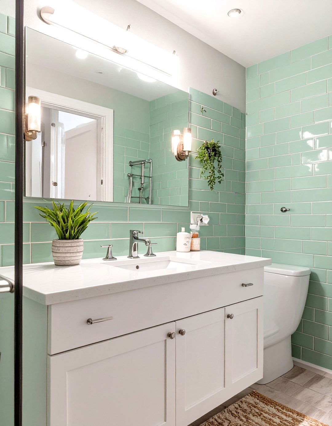 Installing Mint Green Tiled Backsplashes - 30 small bathroom color trends 2025