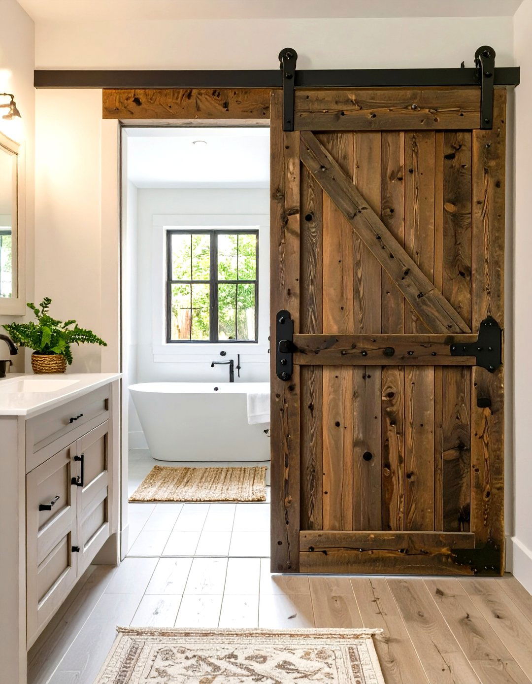 Installing a Barn Door - 30 small bathroom remodeling ideas