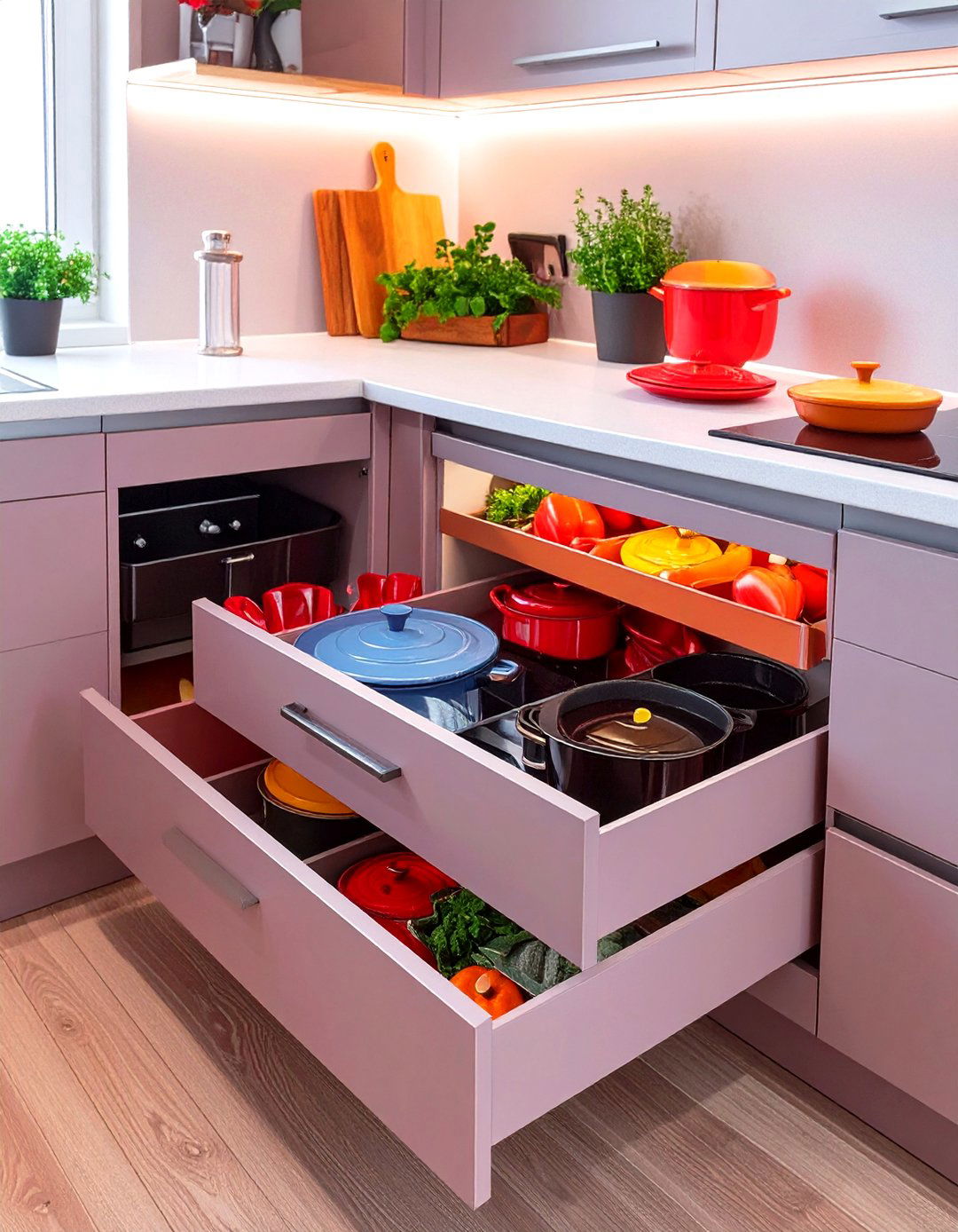 Installing a Corner Drawer System - 30 small kitchen design ideas