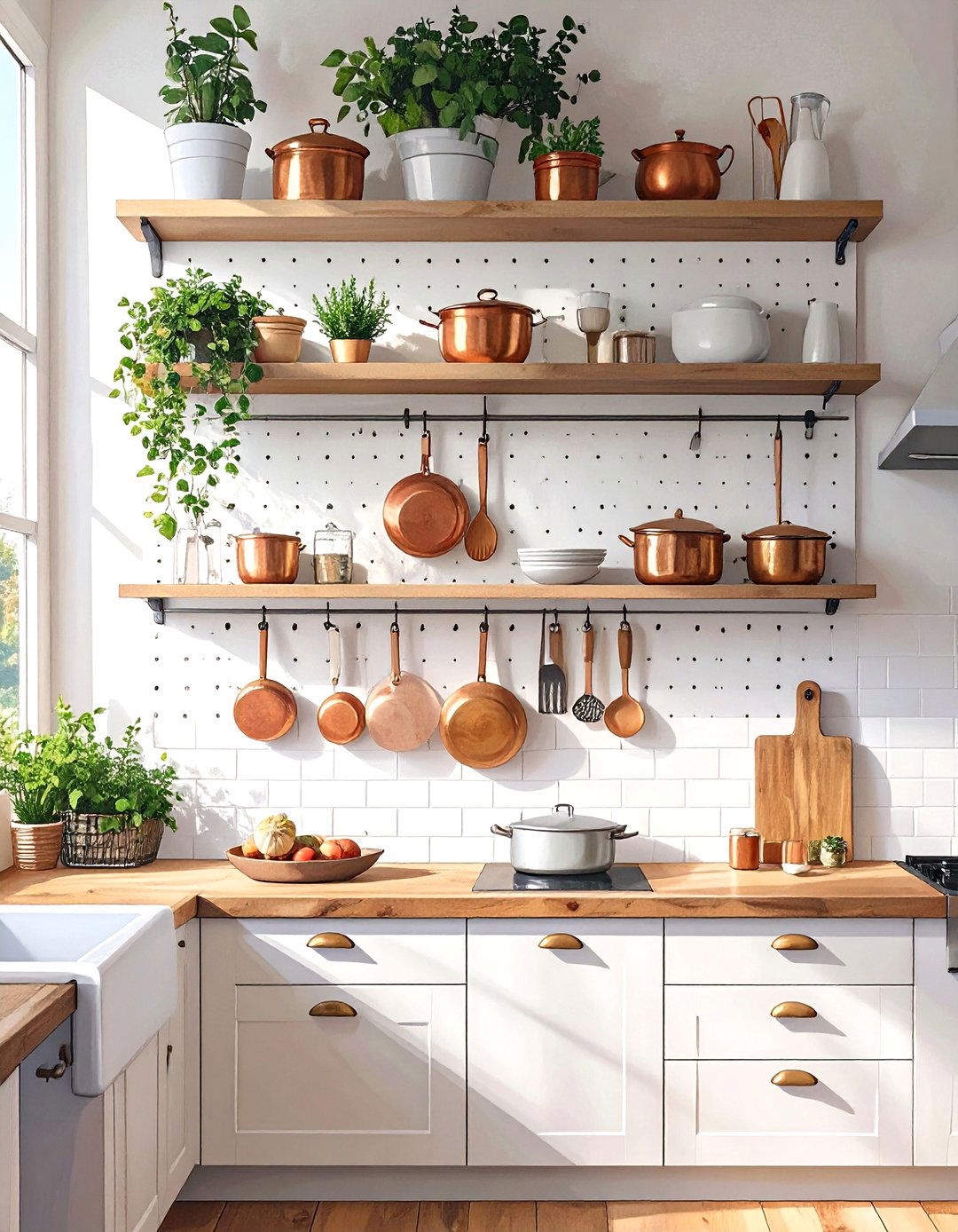 Installing a Pegboard Wall Organizer - 30 small kitchen organization ideas