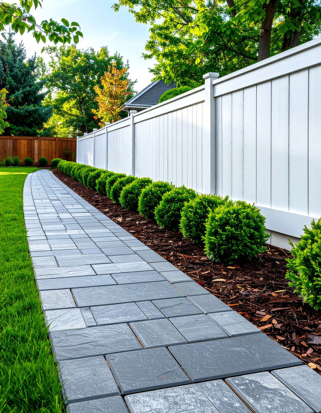 Installing a Simple Paver Edge Along the Fence Line - 30 simple fence line landscaping ideas