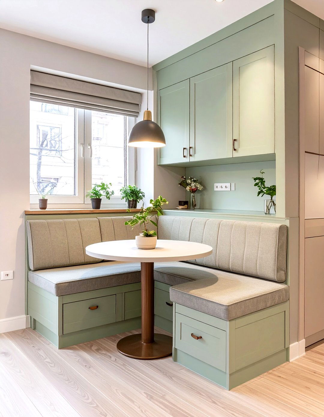 Integrated Banquette Seating - 30 very small open plan kitchen living room ideas