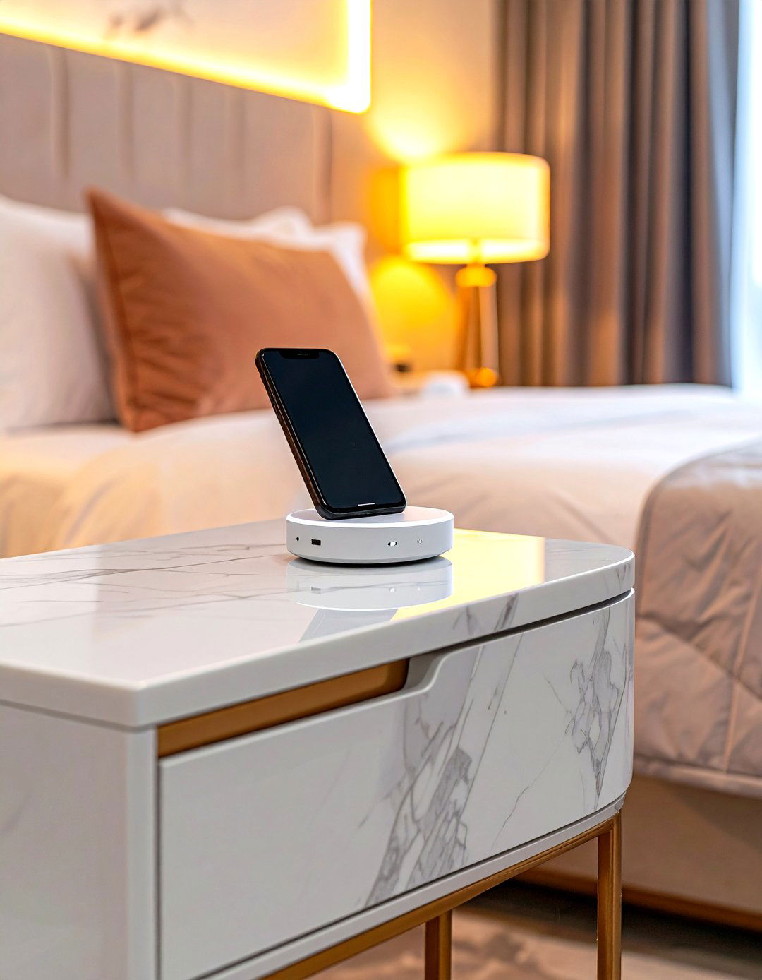 Integrated Bedside Charging Stations - 30 romantic modern luxury master bedroom designs