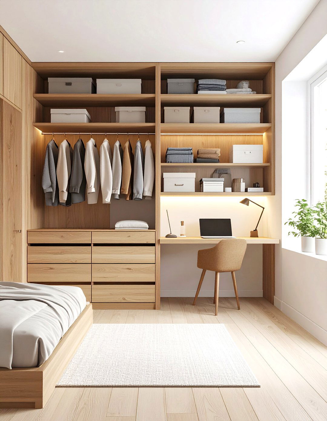 Integrated Closet and Desk Nook - 30 diy closet ideas
