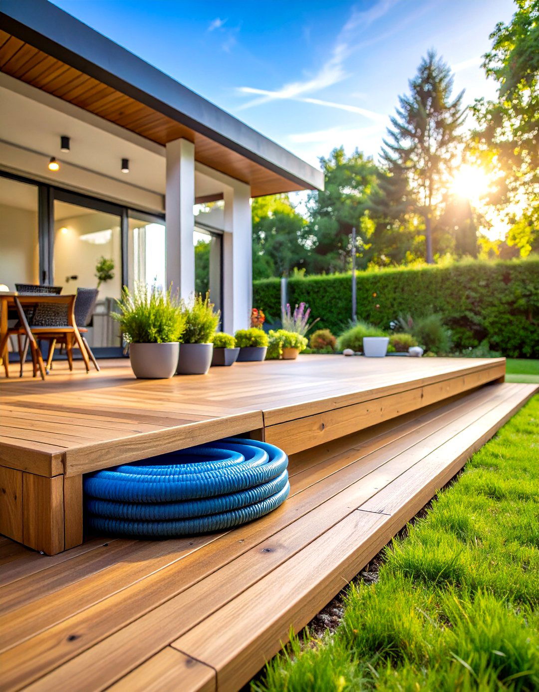 Integrated Decking Hose Compartment - 30 garden hose storage ideas