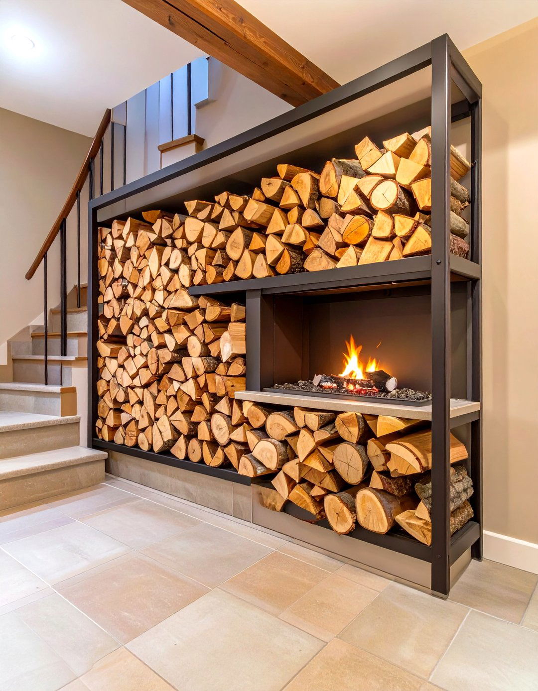Integrated Firewood Storage Under Basement Stairs - 30 under basement stairs ideas