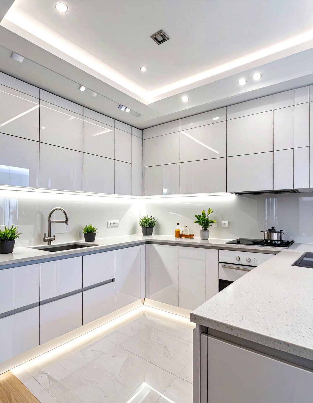 Integrated LED Lighting Soffit - 30 creative ideas for kitchen soffits