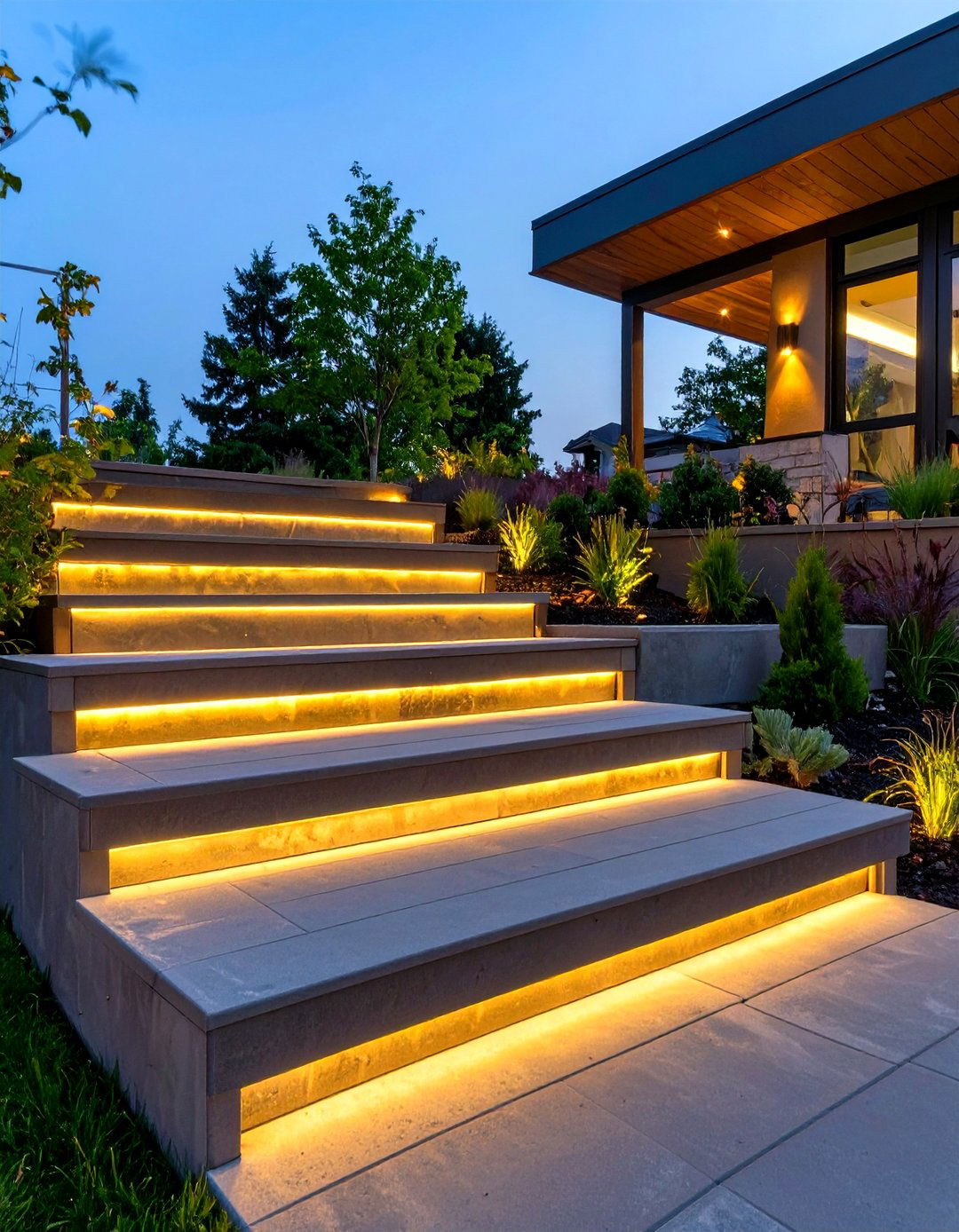 Integrated LED Lighting on Outdoor Deck Steps - 30 outdoor deck steps ideas