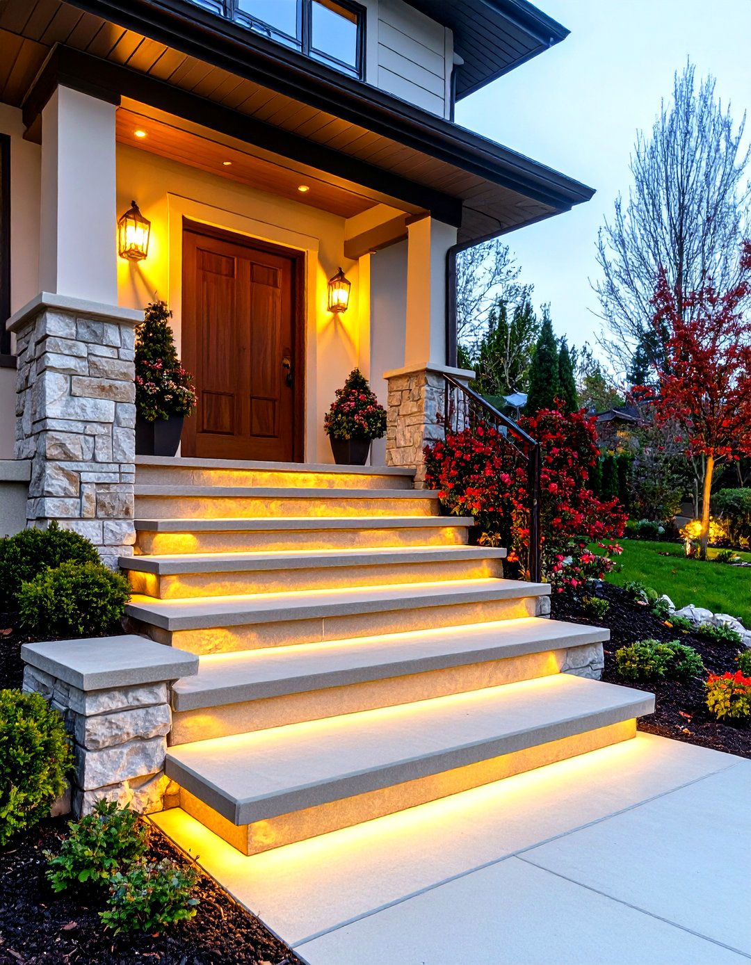 Integrated Lighting Front Porch Steps - 30 front porch steps ideas