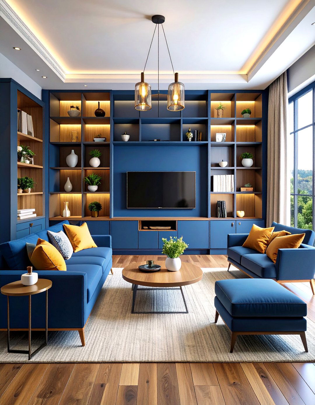 Integrated Media Unit Living Room Shelves - 30 living room shelf ideas