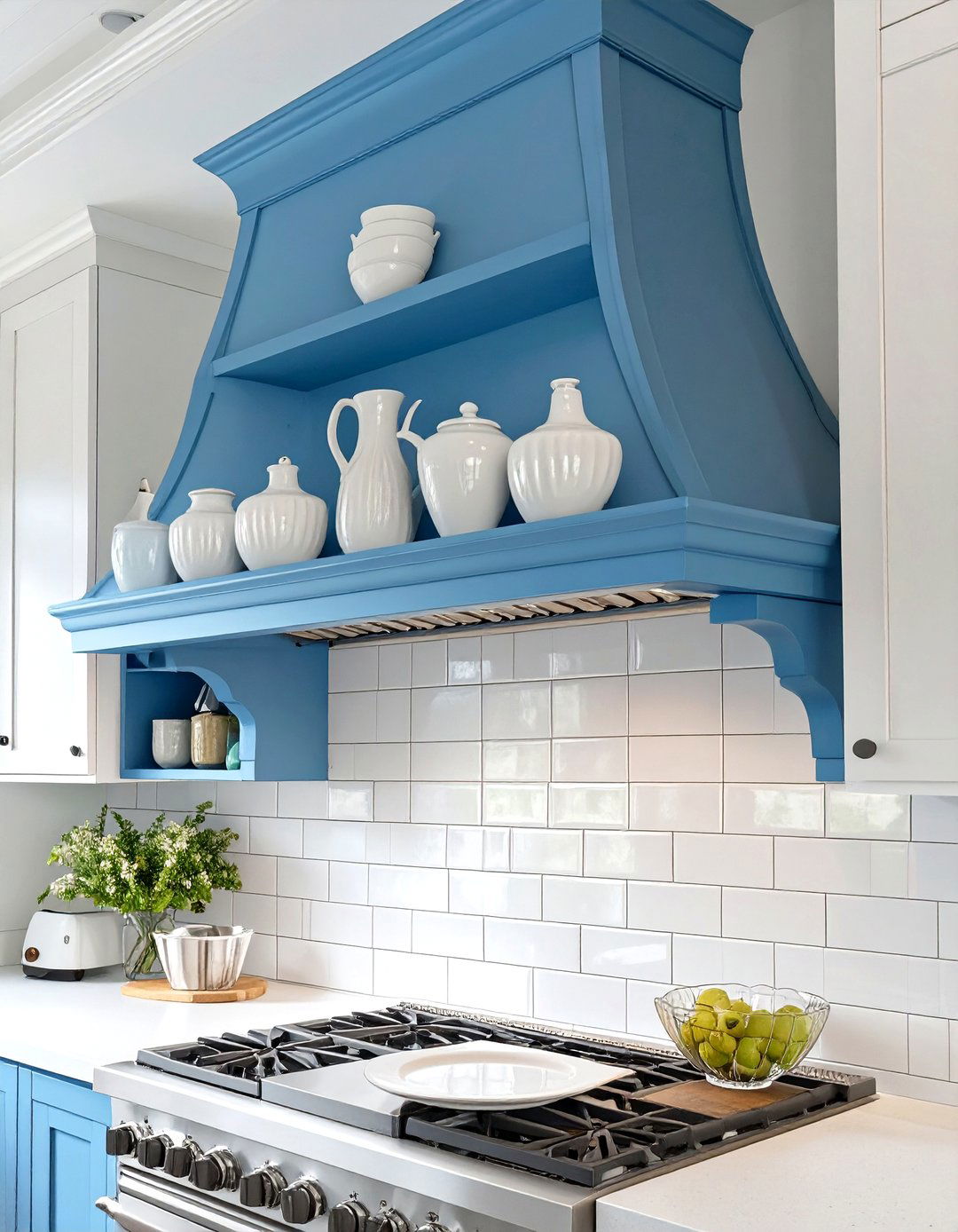 Integrated Open Shelving Soffit - 30 creative ideas for kitchen soffits