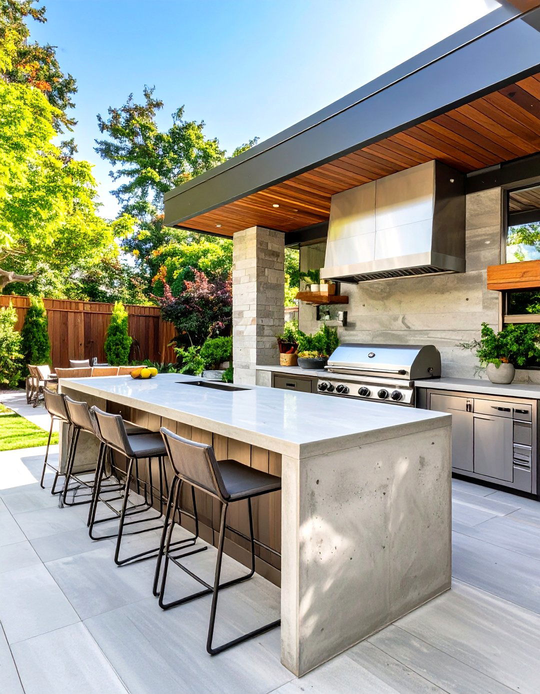 Integrated Outdoor Kitchen and Bar - 30 outdoor living ideas