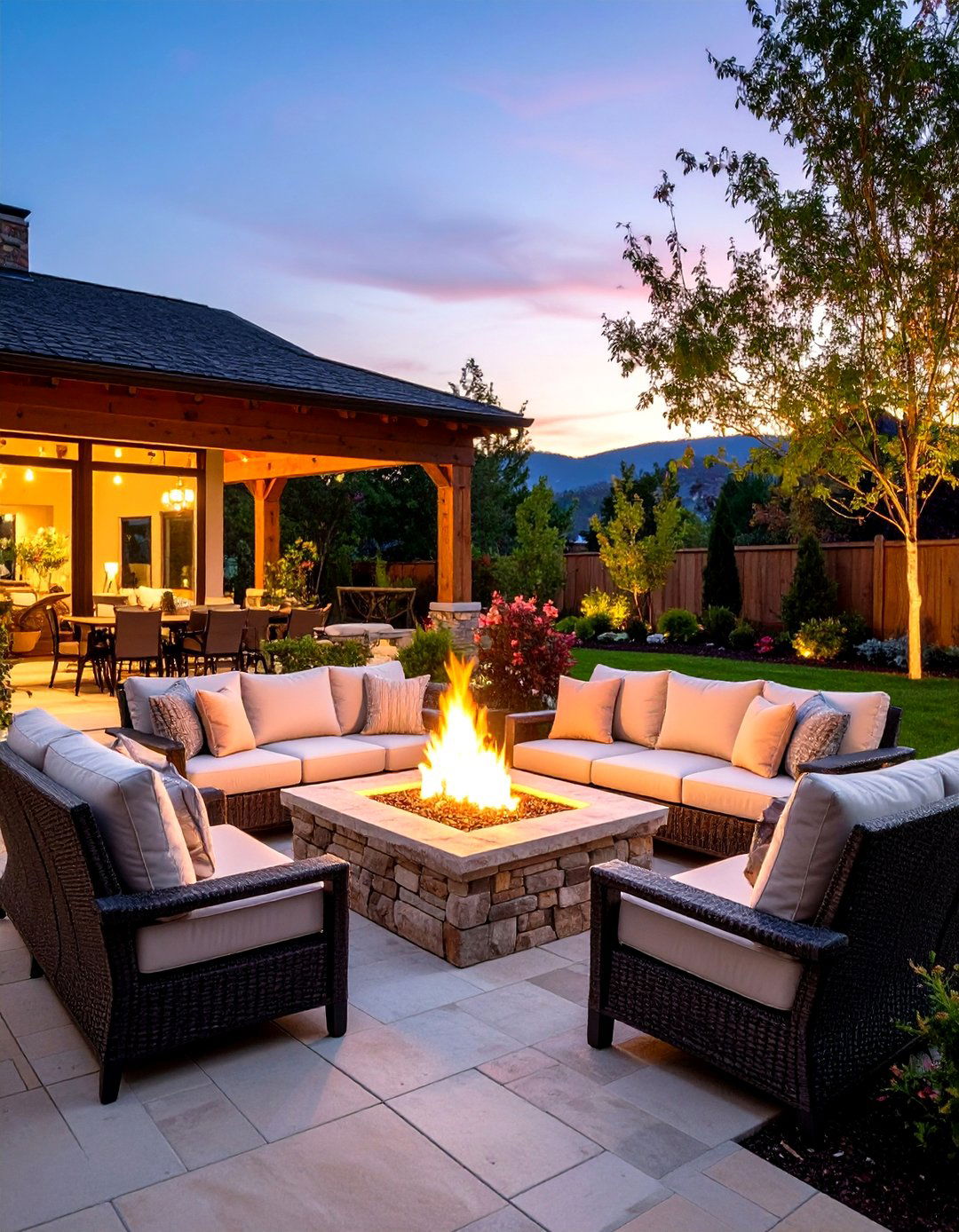 Integrated Patio Fire Pit Area - 30 patio landscape ideas