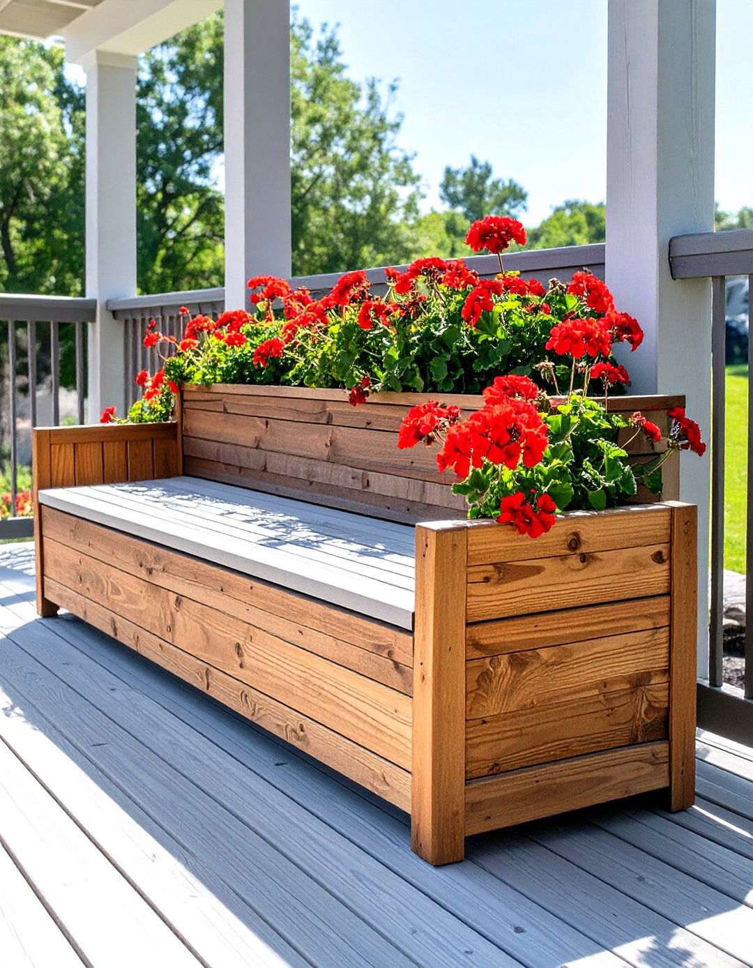 Integrated Planter Box Bench - 30 outdoor bench ideas