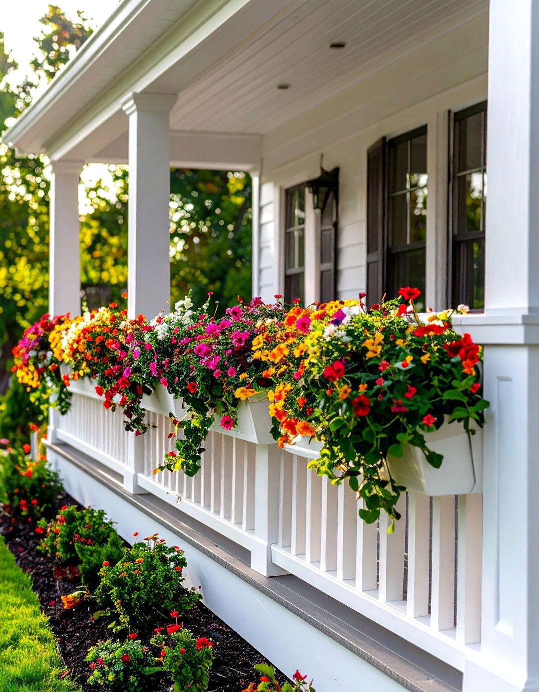Integrated Planter Box Porch Railing - 30 modern front porch railing ideas