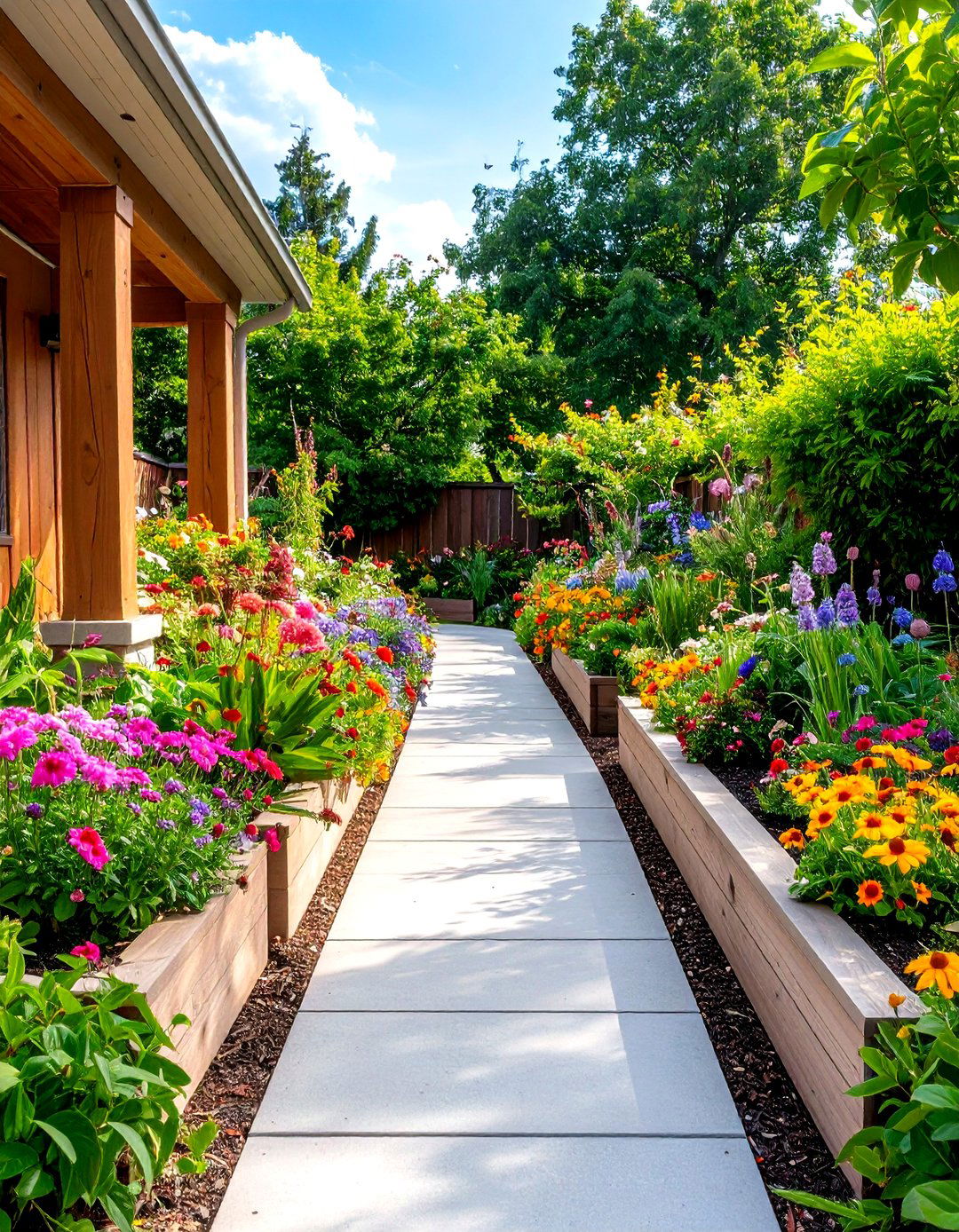 Integrated Planter Box Walkway - 30 front yard walkway ideas