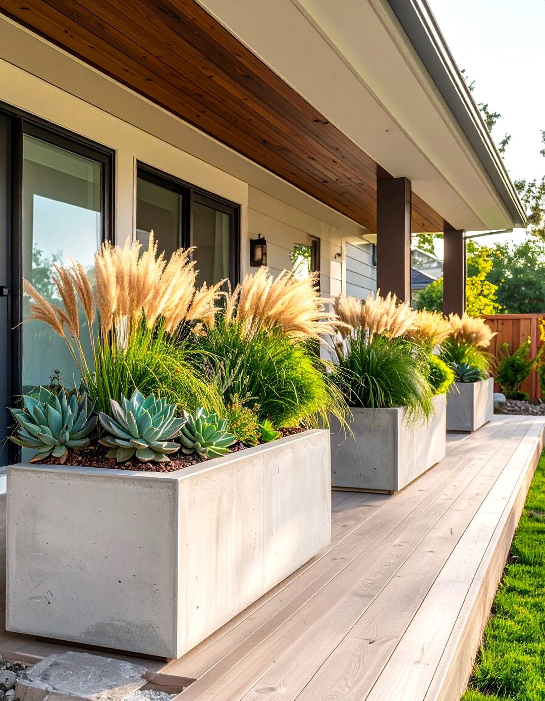 Integrated Planters Porch - 30 31 modern front porch ideas