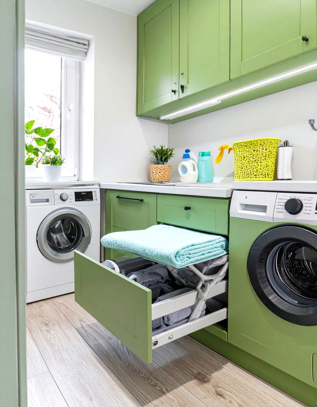 Integrated Pull Out Ironing Board - 30 small laundry room design ideas