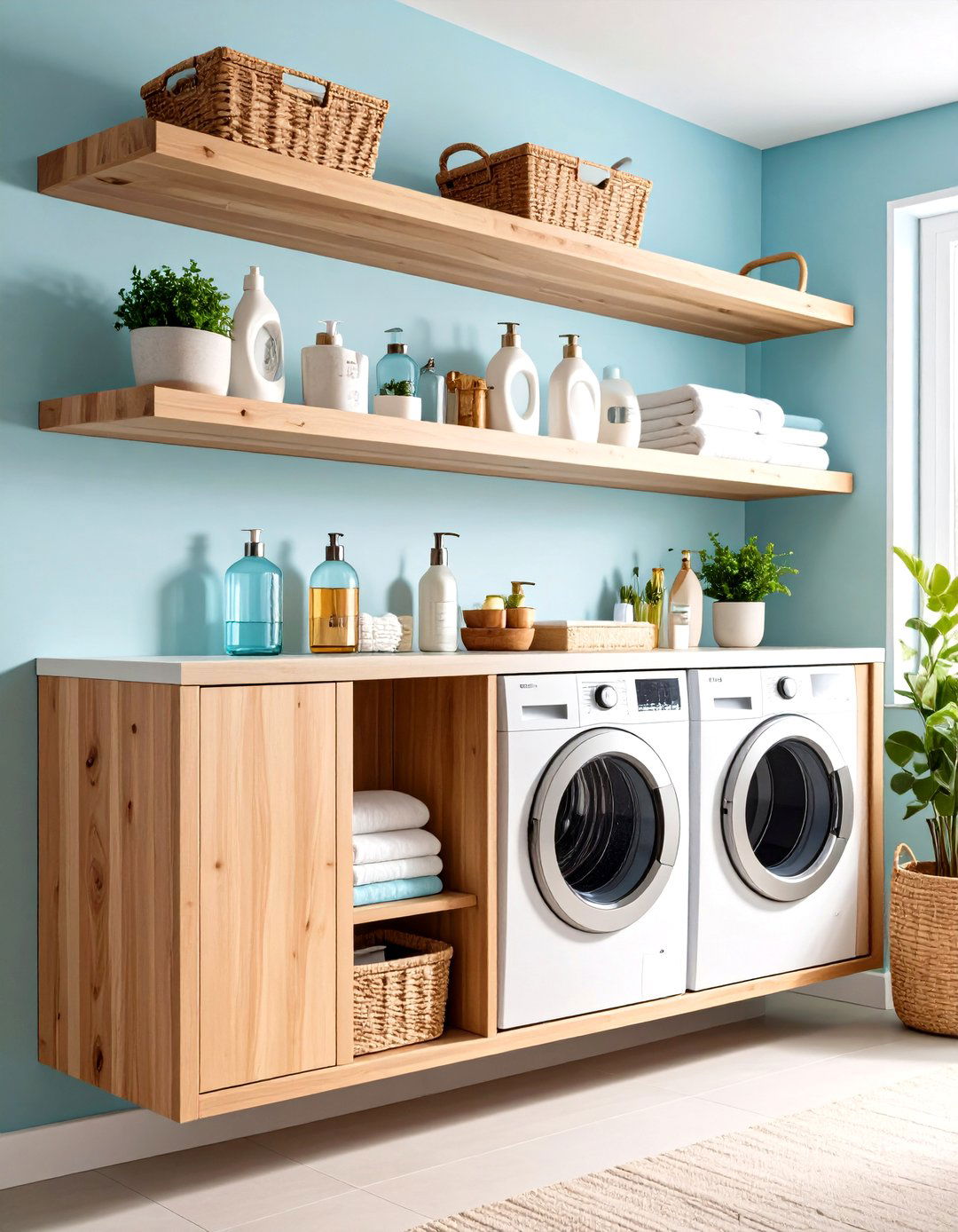 Integrated Shelf with Dispenser Cutout - 30 liquid laundry detergent dispenser ideas