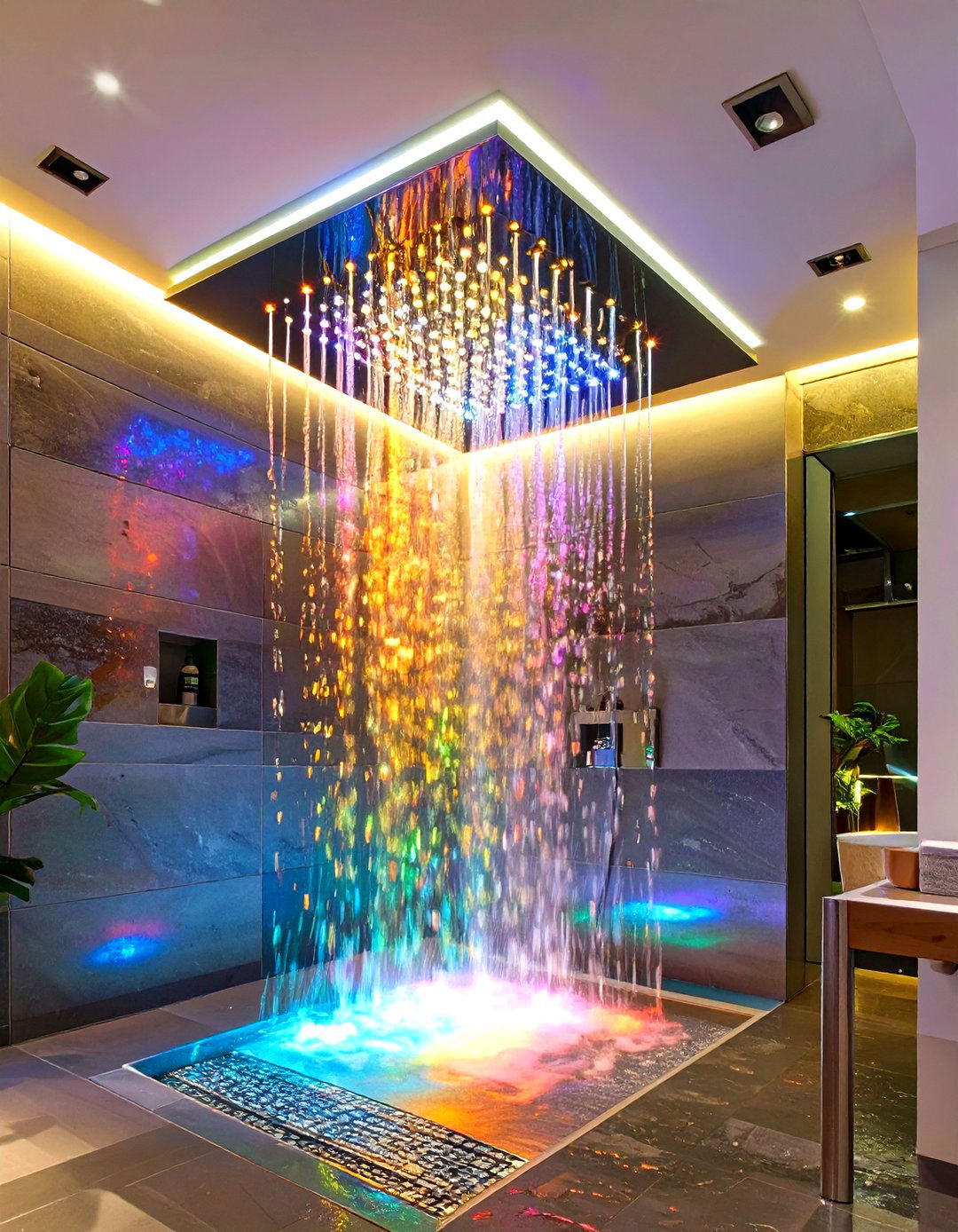 Integrated Showerhead with LED Lights - 30 shower lighting ideas