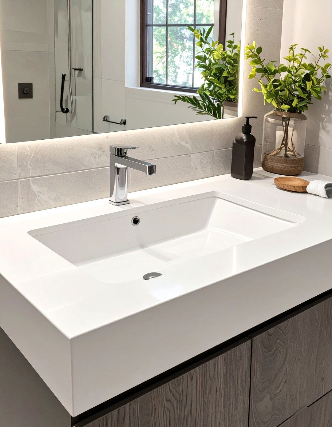 Integrated Sink and Countertop - 30 small modern bathroom ideas