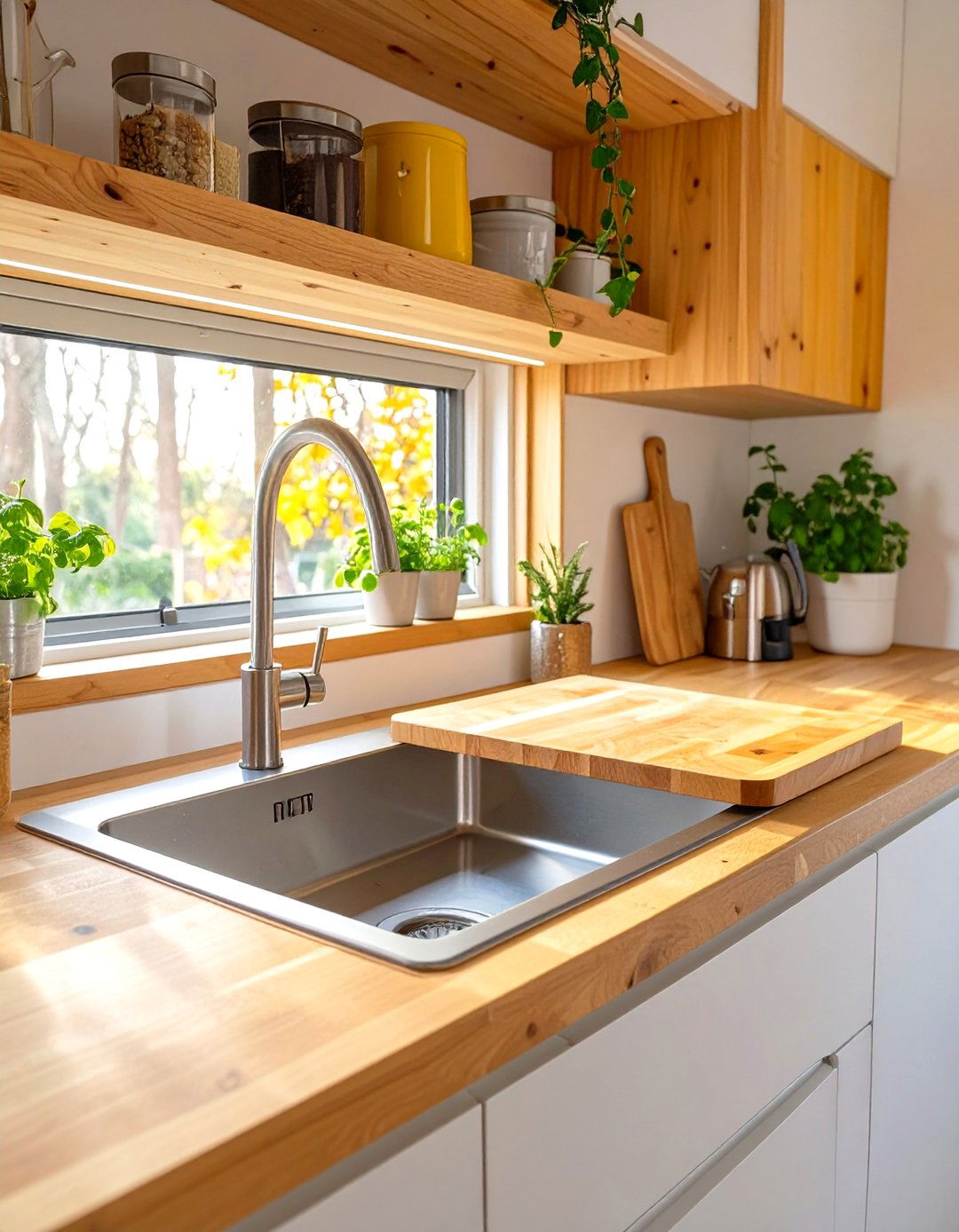 Integrated Sink and Cutting Board - 30 tiny home kitchen ideas