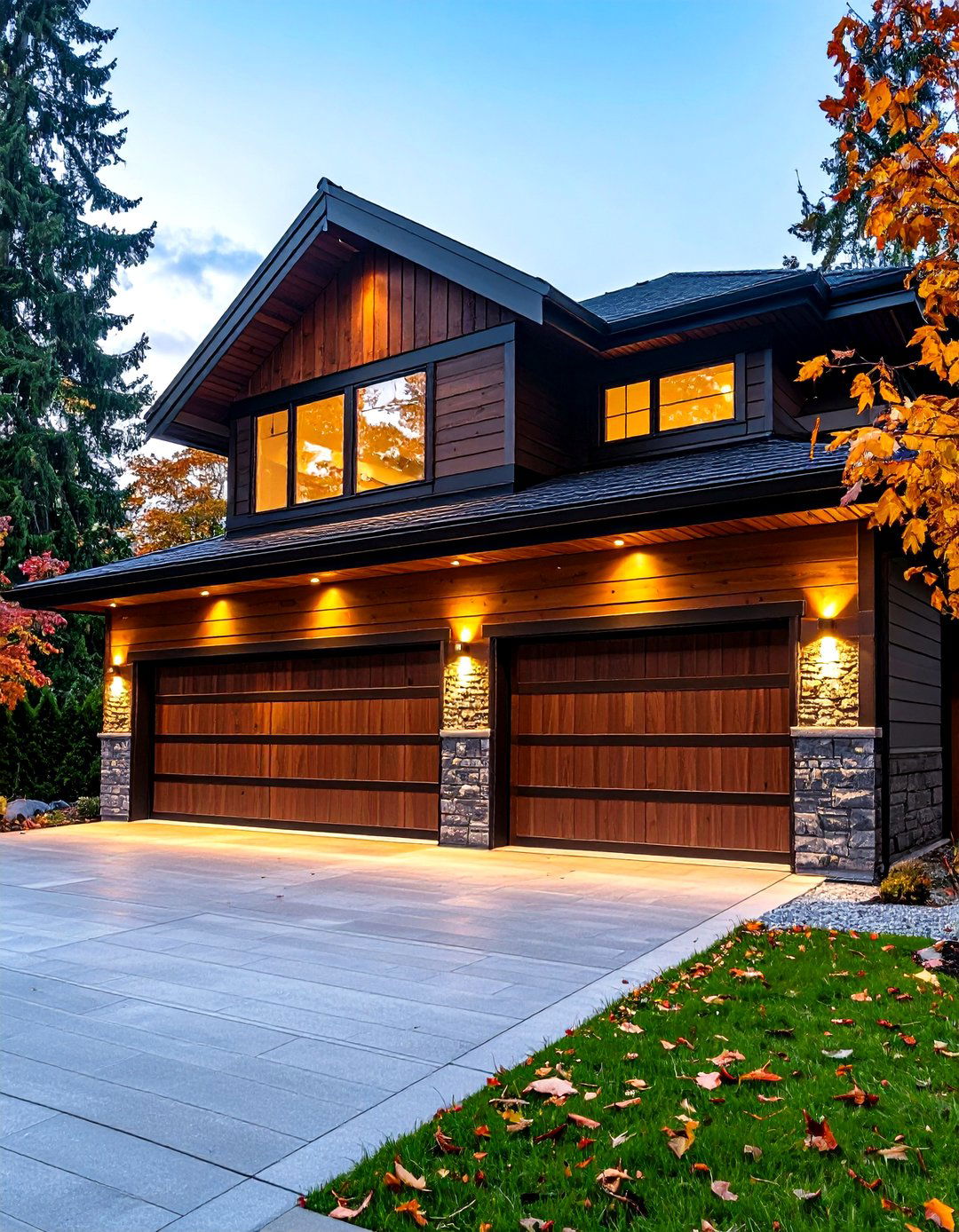 Integrated Soffit Downlights - 30 exterior garage lighting ideas