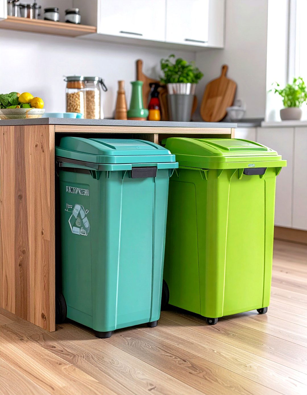 Integrated Trash and Recycling Bins - 30 kitchen cabinet storage ideas