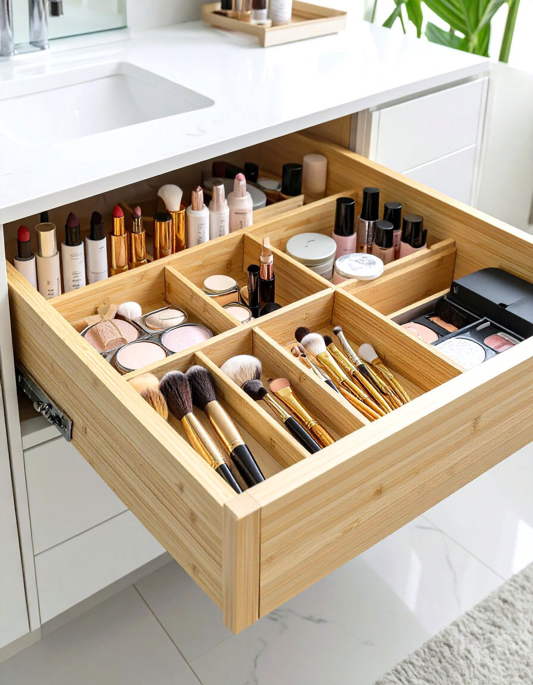 Integrated Vanity Organizers - 30 bathroom organizer ideas