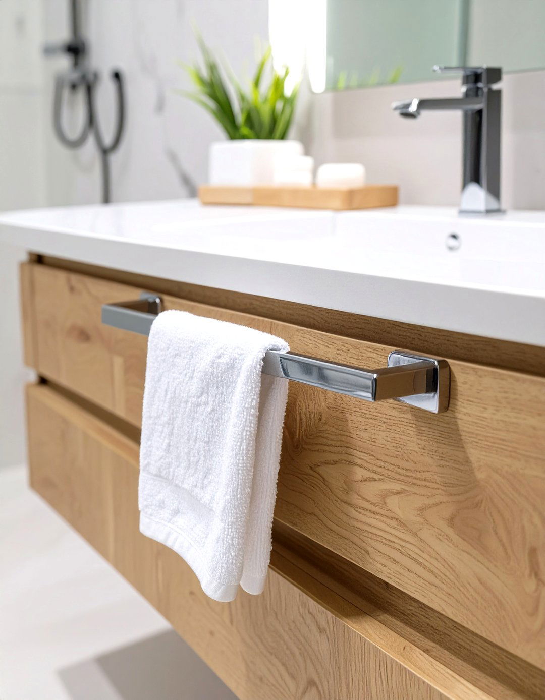 Integrated Vanity Towel Bar - 30 bathroom towel rack ideas