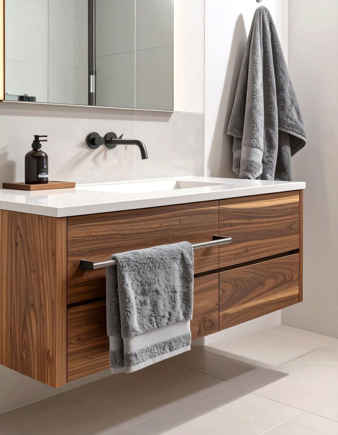 Integrated Vanity Towel Bar - 30 bathroom towel hanging ideas