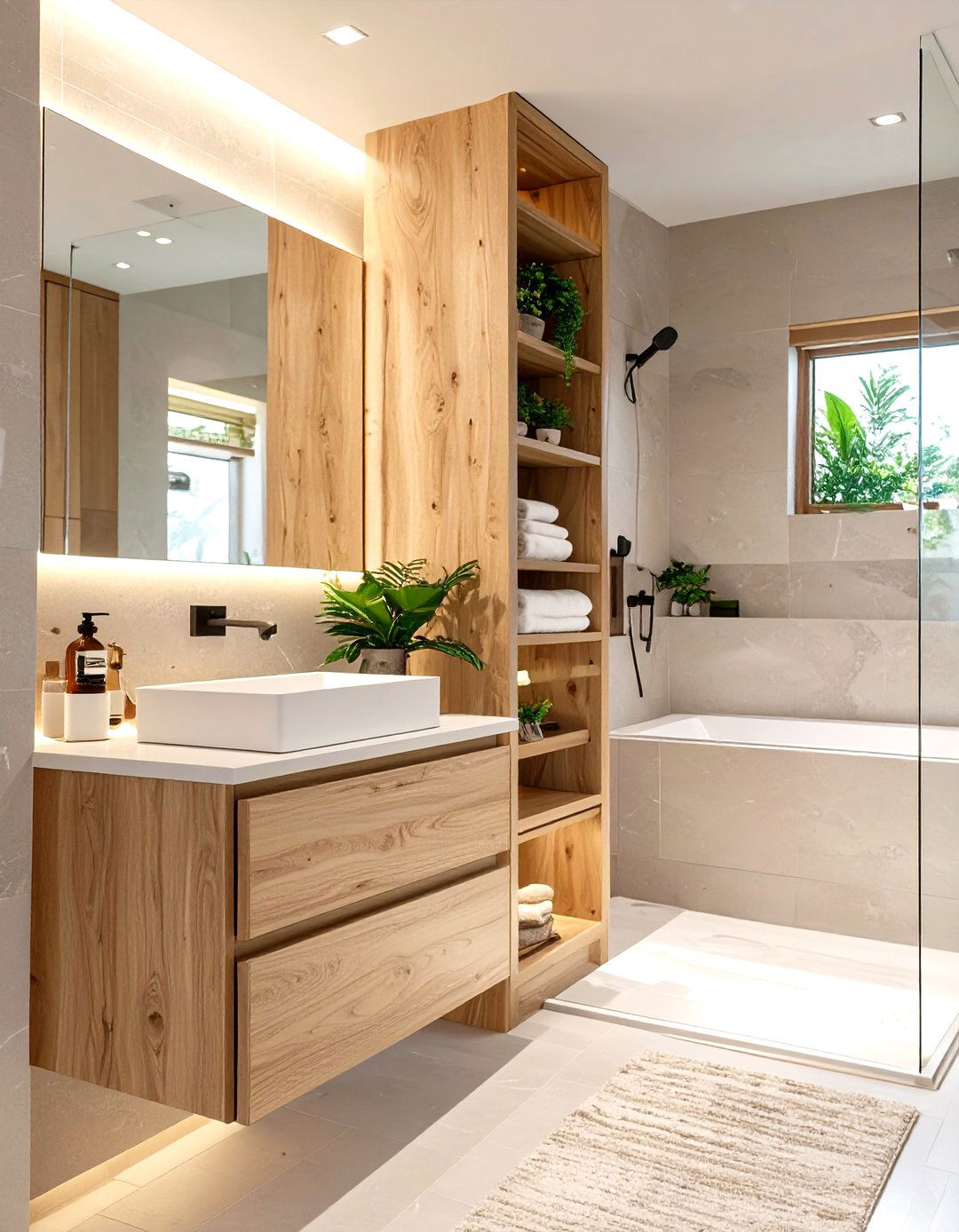 Integrated Vanity and Storage Tower - 30 ultra modern modern luxury bathroom design ideas