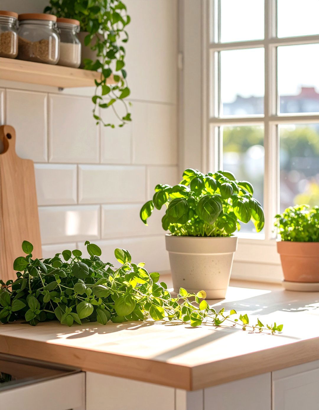 Integrating Live Green Plants - 30 small coastal kitchen ideas