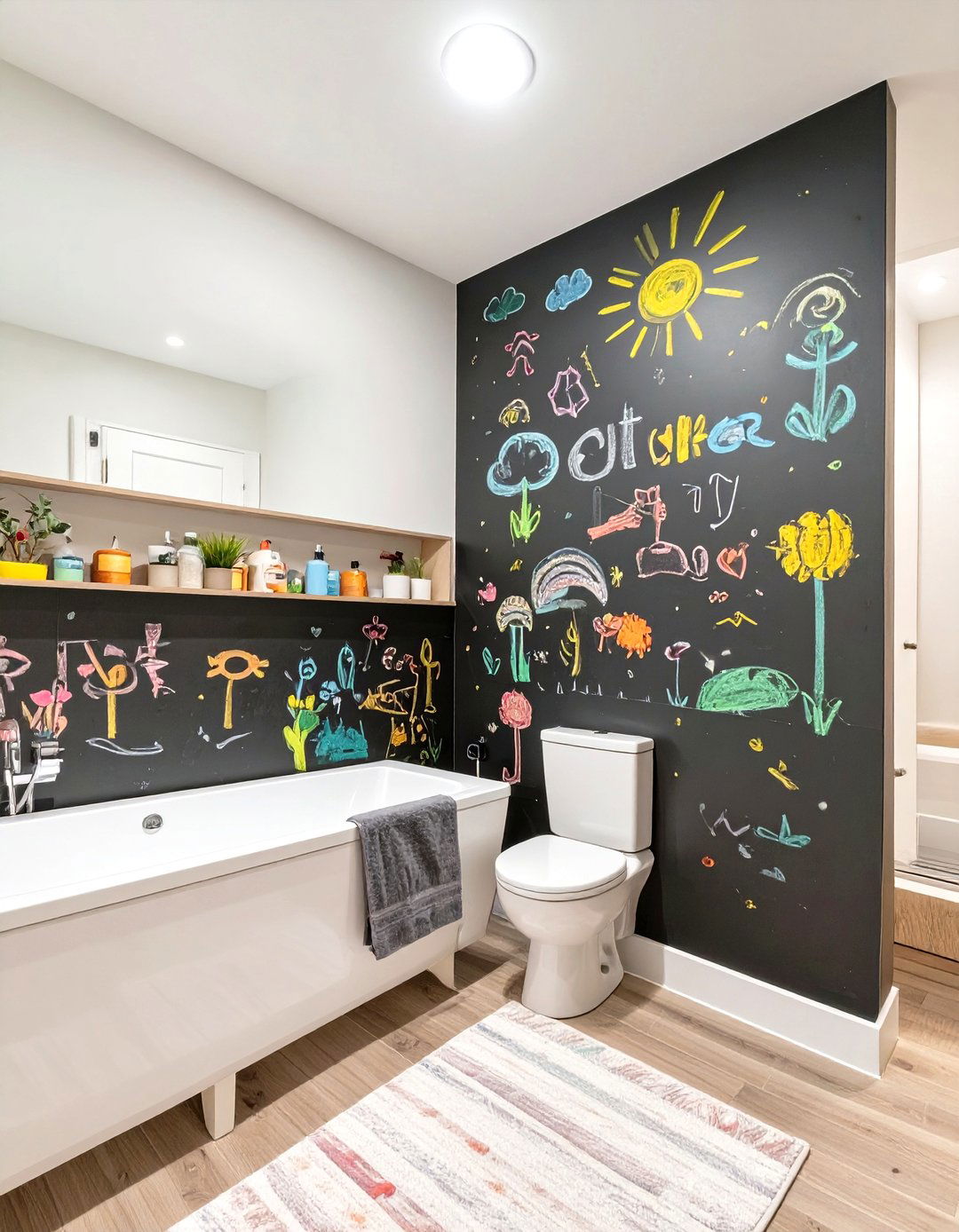 Interactive Chalkboard Wall Bathroom - 30 kids bathroom ideas