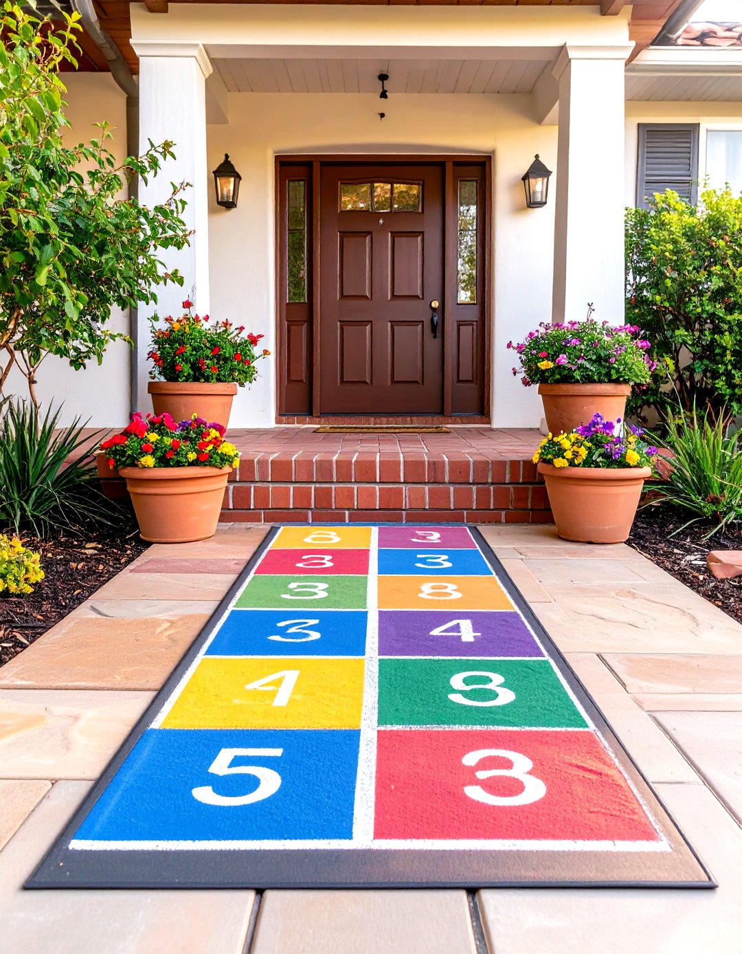 Interactive Hopscotch Runner Rug - 30 front porch rug ideas