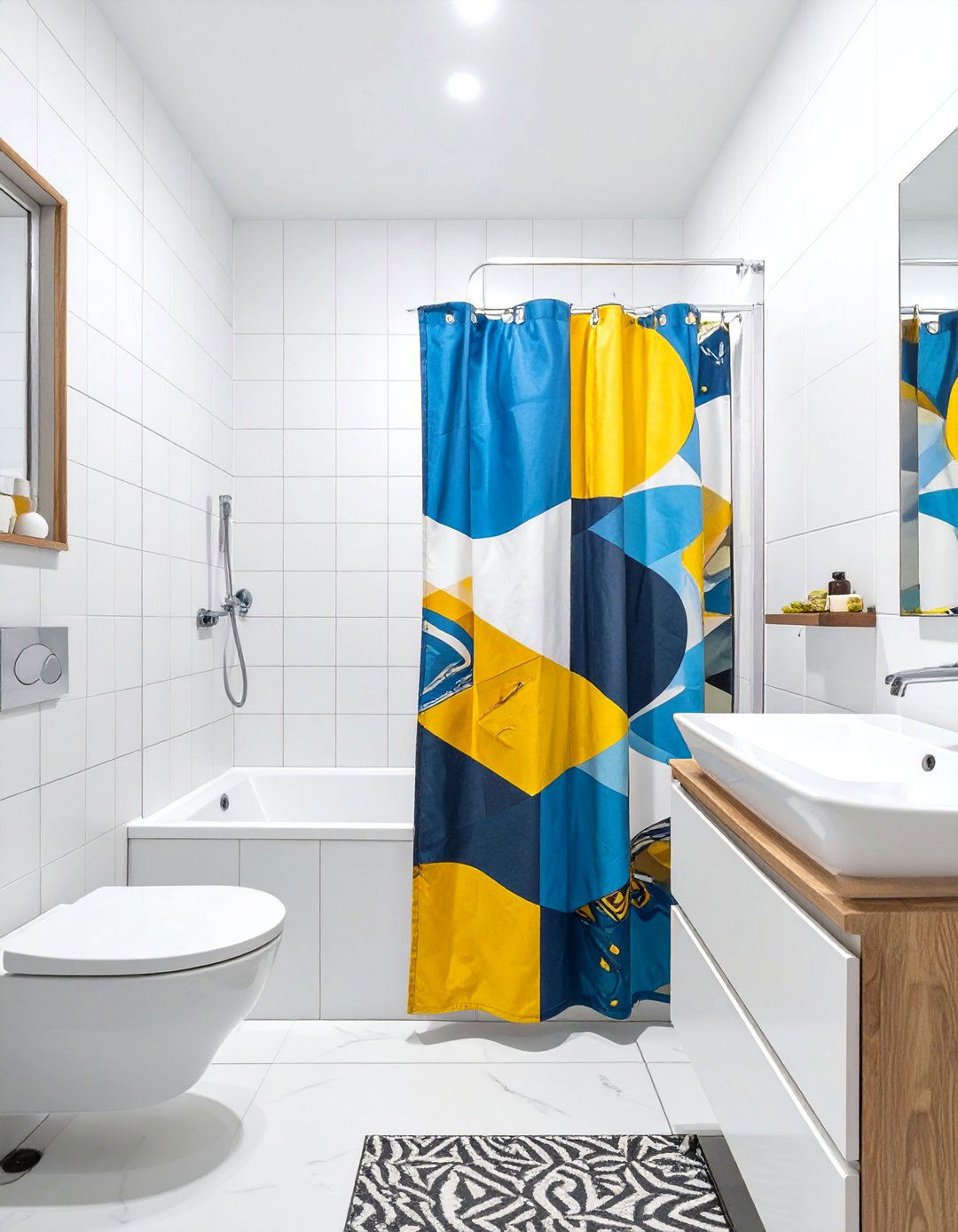 Interchangeable Graphic Shower Curtain - 30 teen bathroom ideas