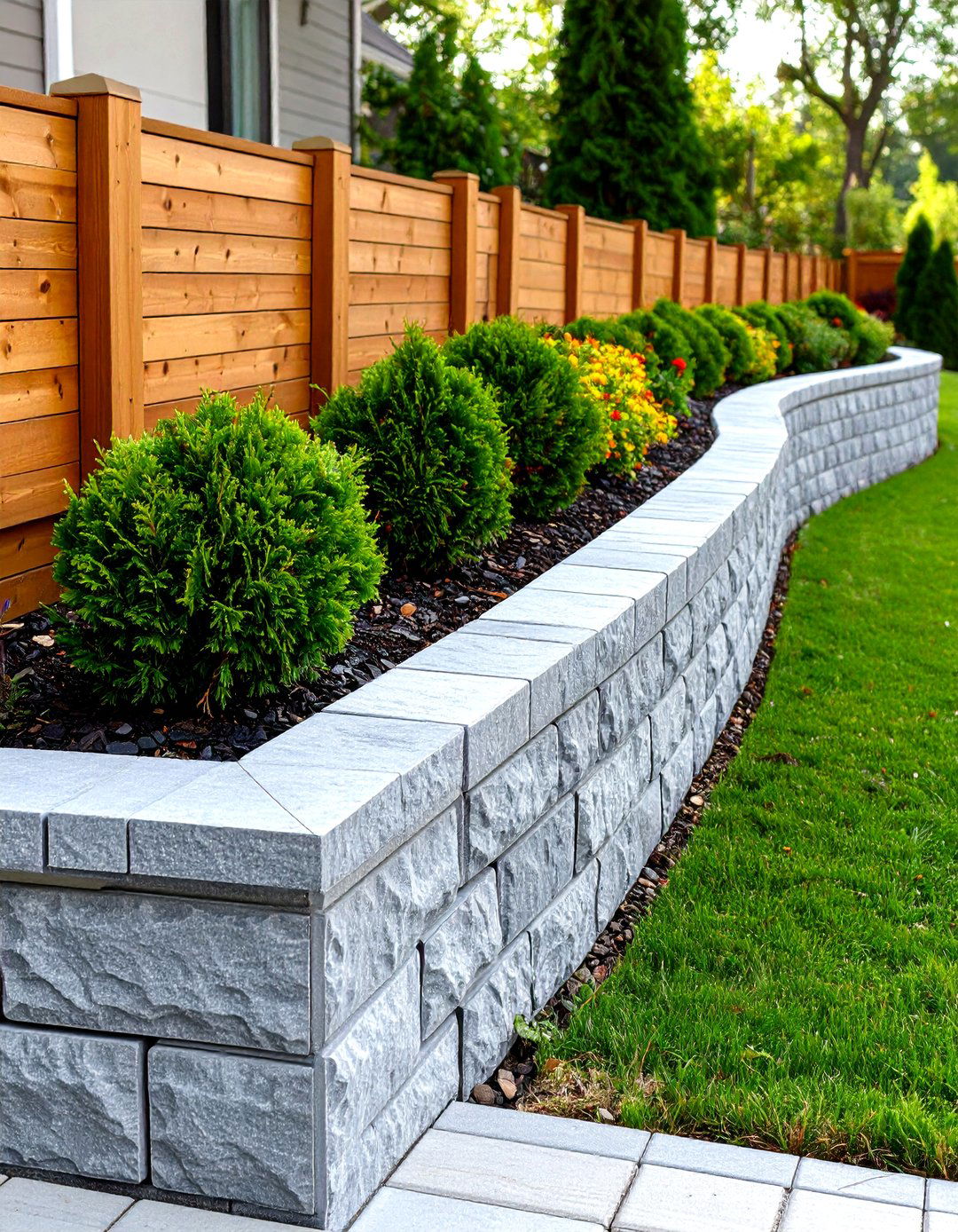 Interlocking Concrete Paver Retaining Wall System - 30 retaining wall ideas for sloped front yard