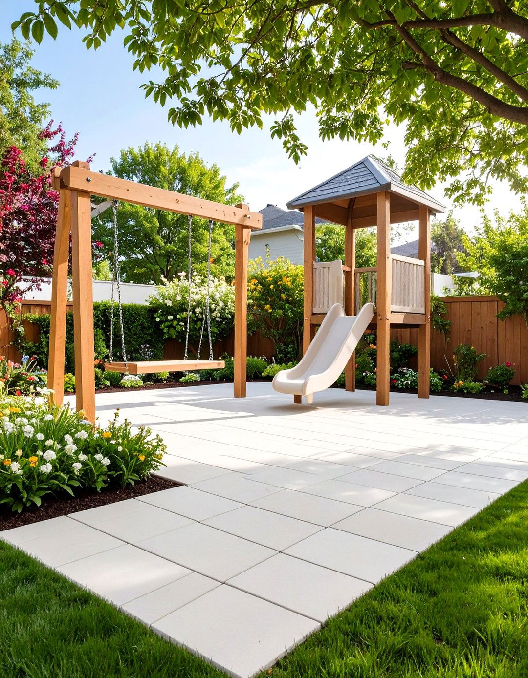 Interlocking Rubber Tile Play Area - 30 backyard floor ideas